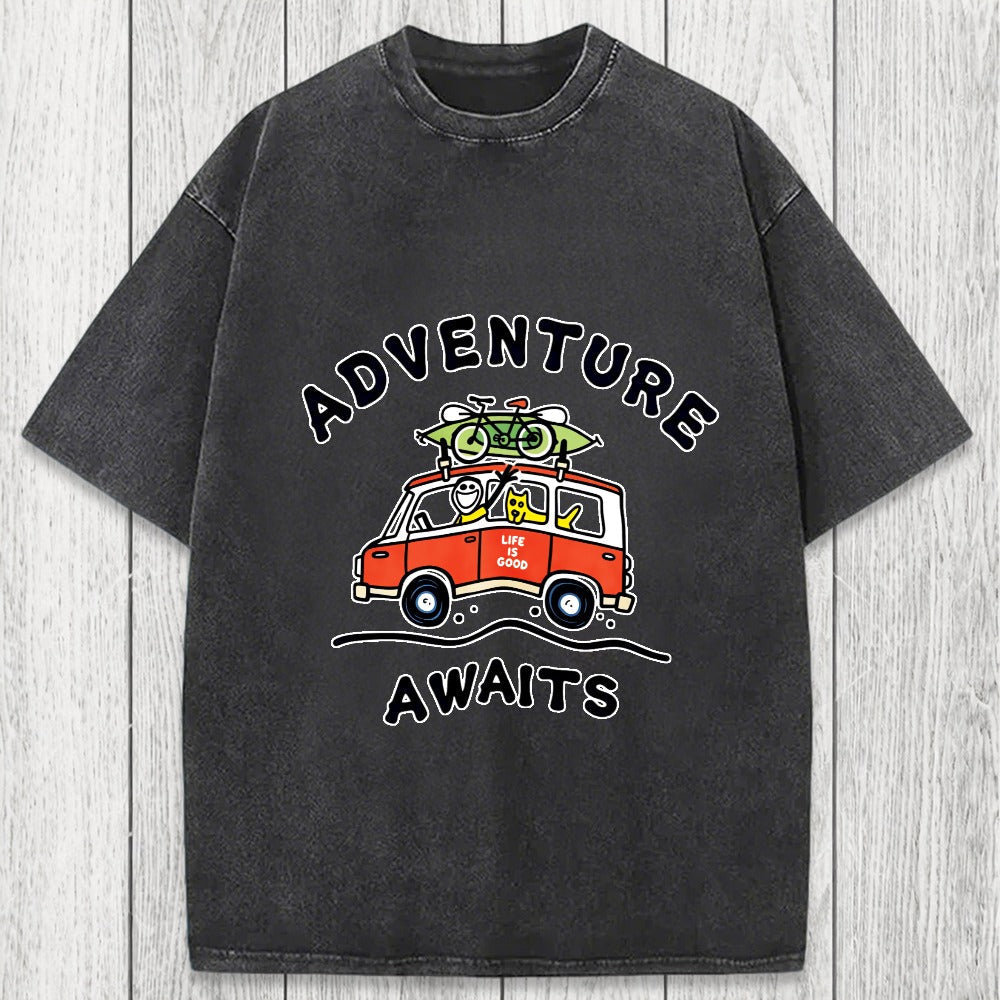 Tokyosol Adventure Awaits Washed T-Shirt