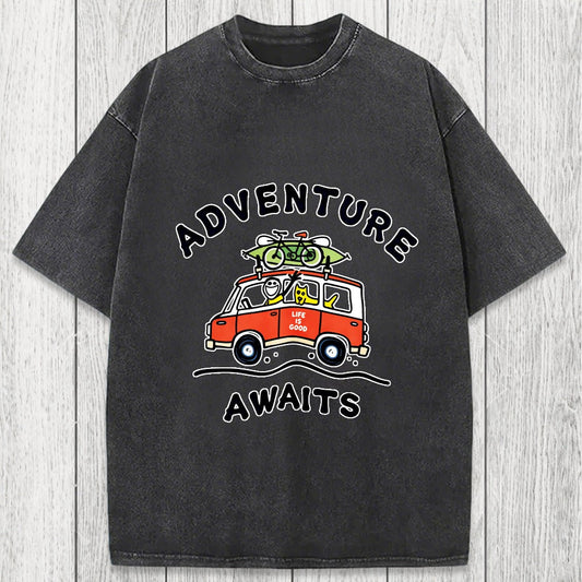 Tokyosol Adventure Awaits Washed T-Shirt