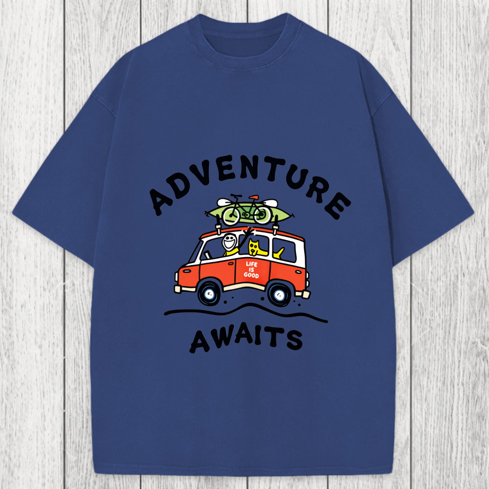 Tokyosol Adventure Awaits Washed T-Shirt