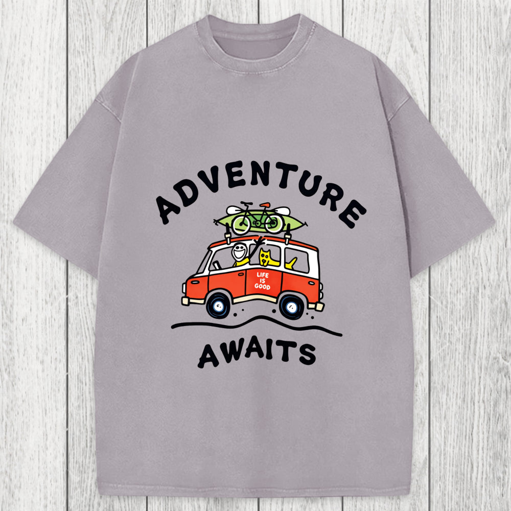 Tokyosol Adventure Awaits Washed T-Shirt