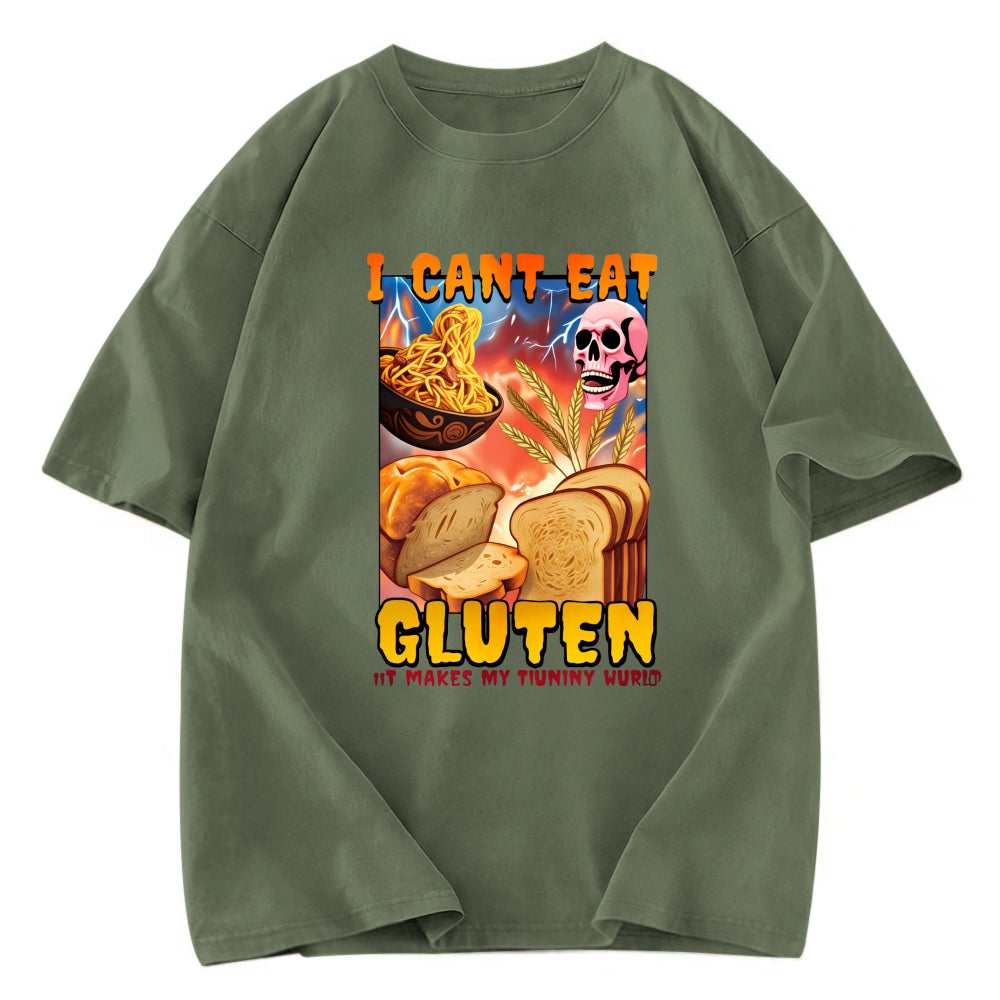 Tokyosol I Can't Eat Gluten Funny Meme Fleece Lined T-Shirt