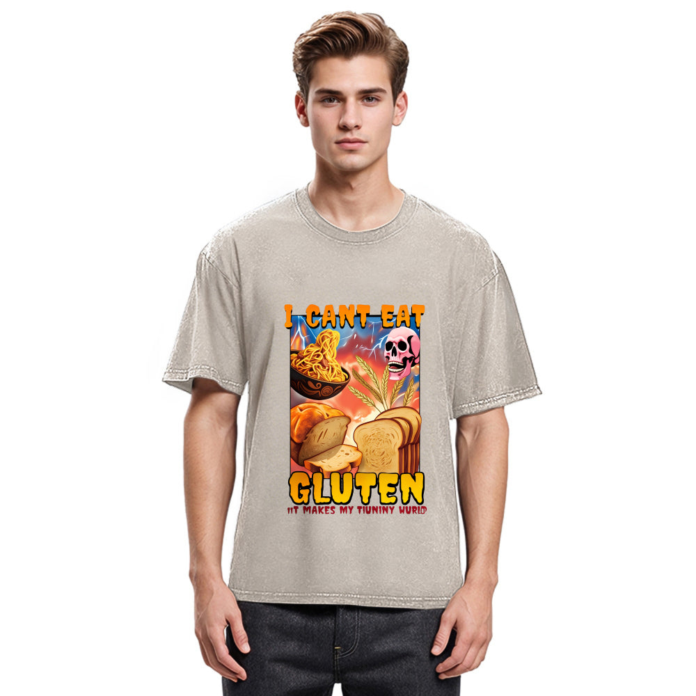 Tokyosol I Can't Eat Gluten Funny Meme Fleece Lined T-Shirt