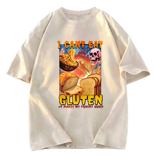 Tokyosol I Can't Eat Gluten Funny Meme Fleece Lined T-Shirt