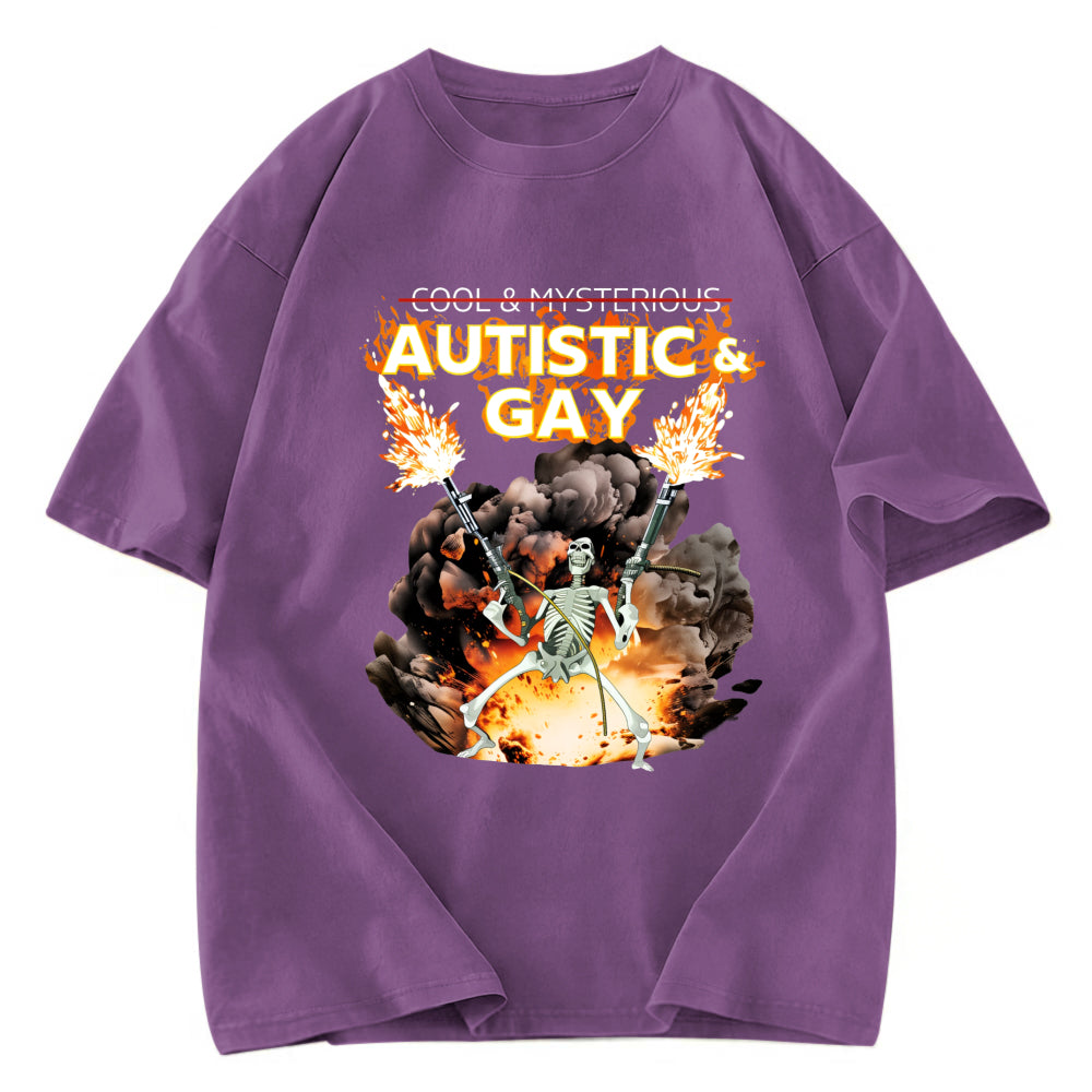 Tokyosol Autistic and Gay Skeleton Explosion Washed T-Shirt
