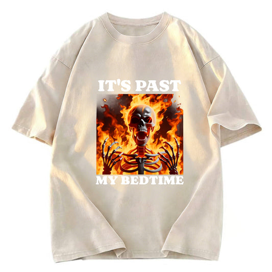 Tokyosol It's Past My Bedtime Funny Skeleton Meme Washed T-Shirt