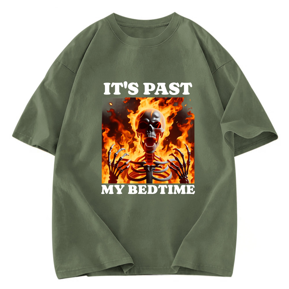 Tokyosol It's Past My Bedtime Funny Skeleton Meme Washed T-Shirt