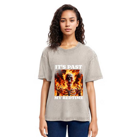 Tokyosol It's Past My Bedtime Funny Skeleton Meme Washed T-Shirt