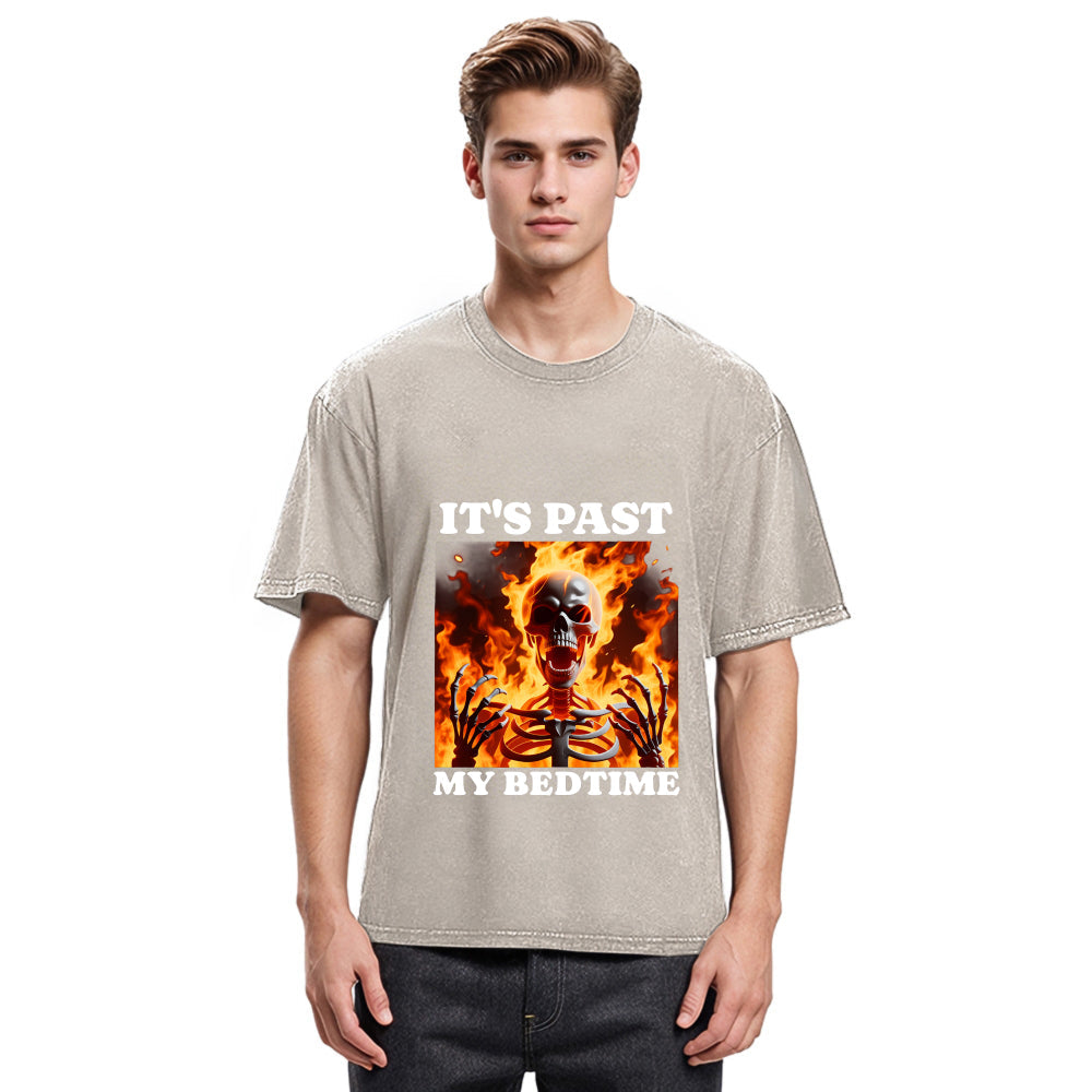 Tokyosol It's Past My Bedtime Funny Skeleton Meme Washed T-Shirt