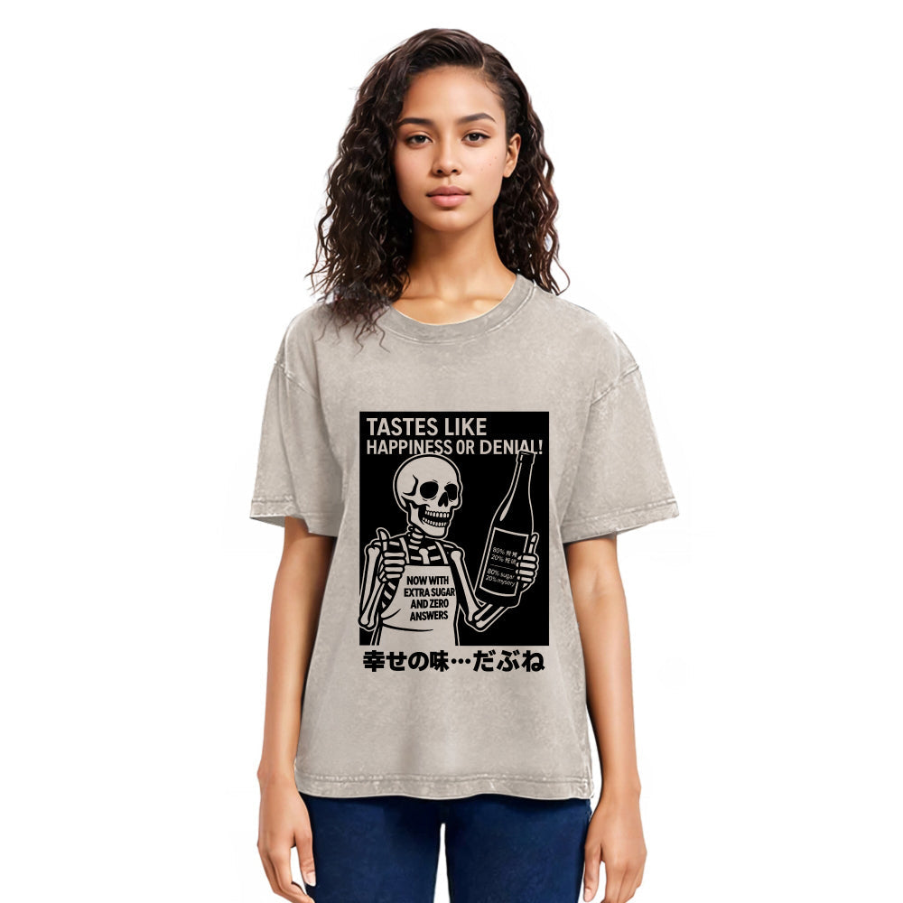 Tokyosol Taste Of Happiness Funny Washed T-Shirt