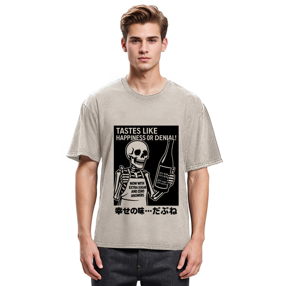 Tokyosol Taste Of Happiness Funny Washed T-Shirt