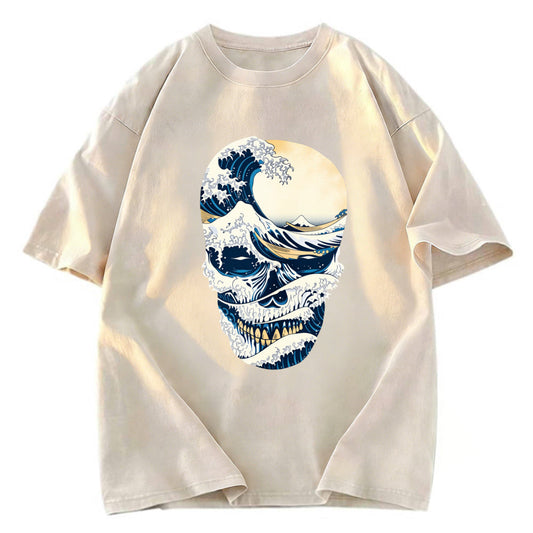Tokyosol Great Wave Skull Cotton Washed T-Shirt