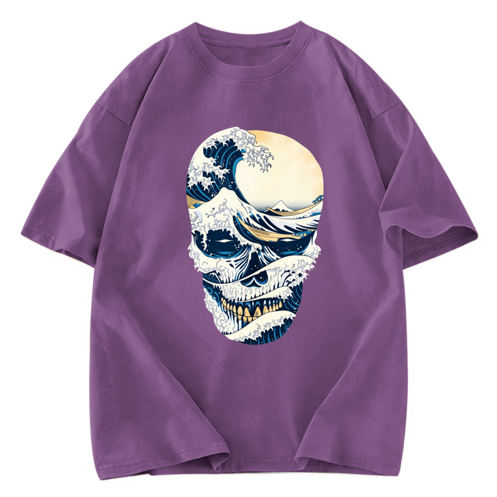 Tokyosol Great Wave Skull Cotton Washed T-Shirt