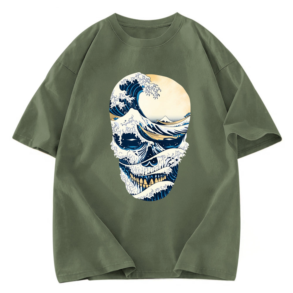 Tokyosol Great Wave Skull Cotton Washed T-Shirt