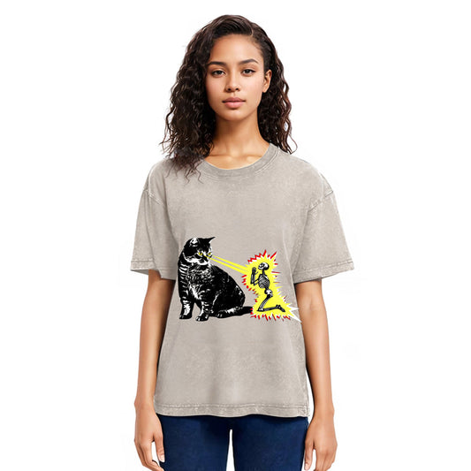 Tokyosol Cat Shoots Death Rays Graphic Print T-shirt