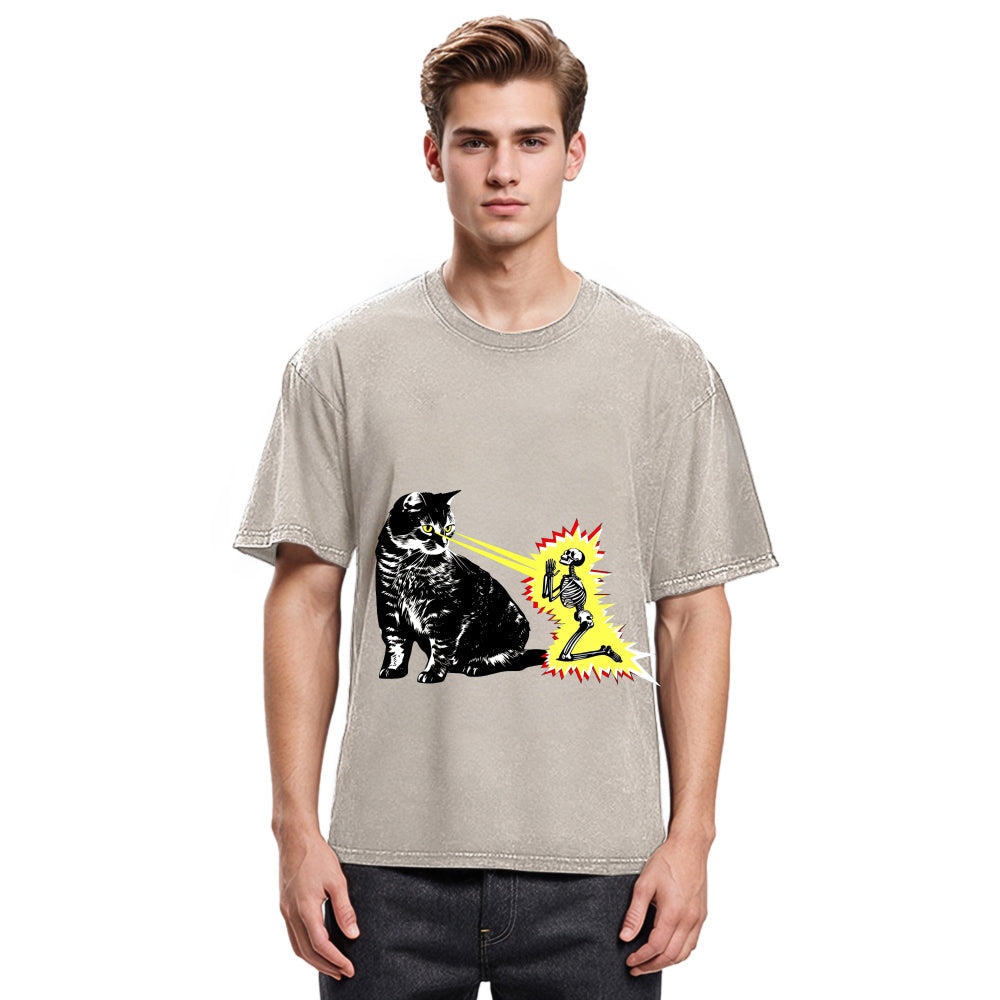 Tokyosol Cat Shoots Death Rays Graphic Print T-shirt