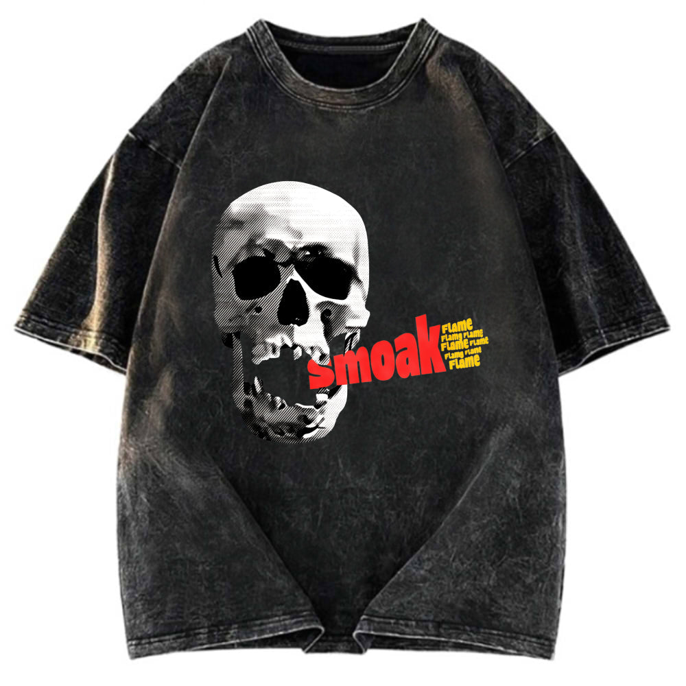 Tokyosol Smoke Flame Hiphop Washed T-Shirt