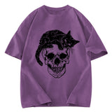 Tokyosol Cat Skull Fleece Lined T-Shirt
