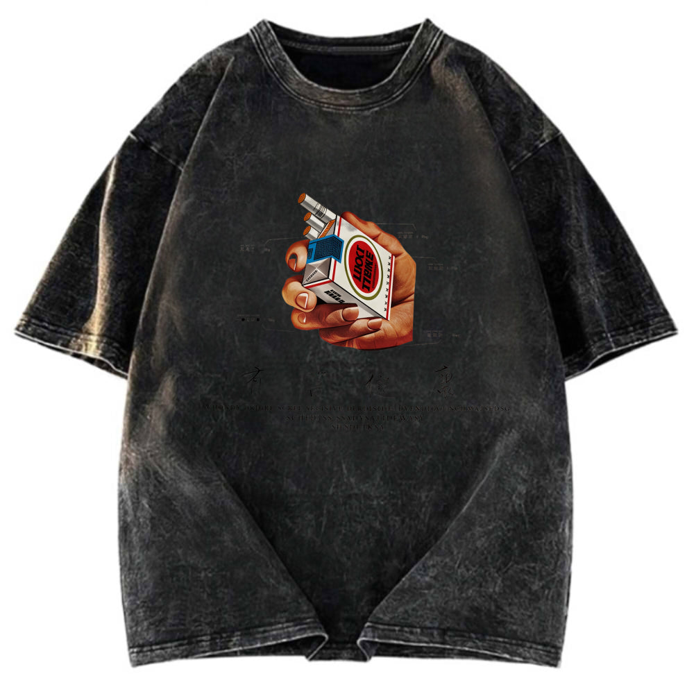Tokyosol Vintage Lucky Strike Smoking Kills Boxy Washed T-Shirt