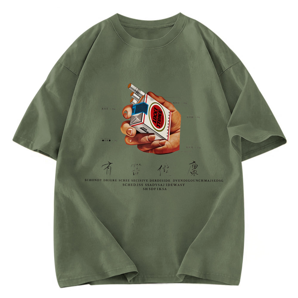 Tokyosol Vintage Lucky Strike Smoking Kills Boxy Washed T-Shirt