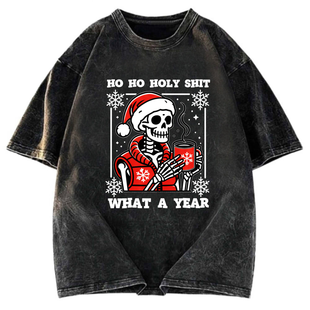 Tokyosol Merry Christmas Skeleton Washed T-Shirt
