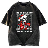 Tokyosol Merry Christmas Skeleton Washed T-Shirt