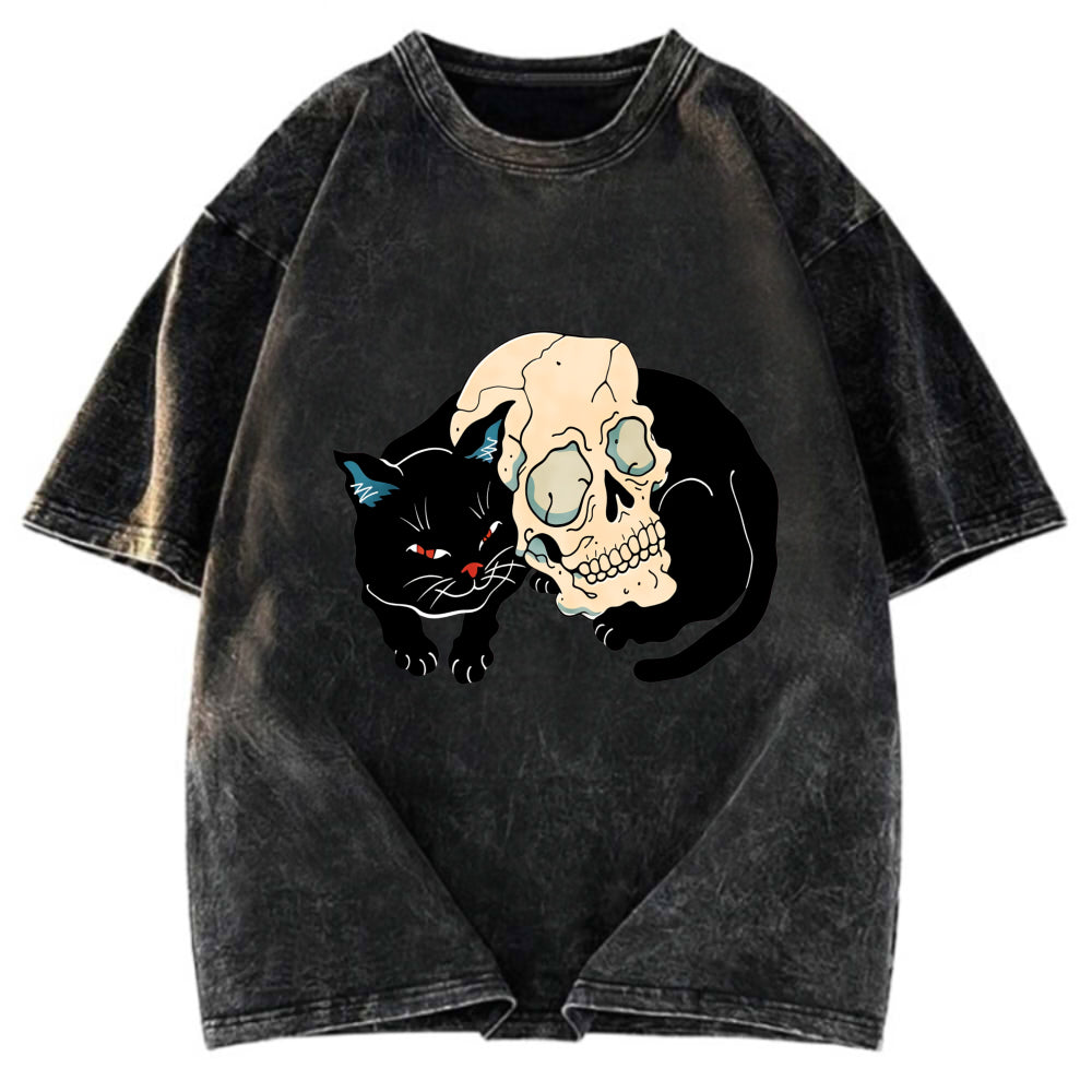 Tokyosol Neko Skull Washed T-Shirt