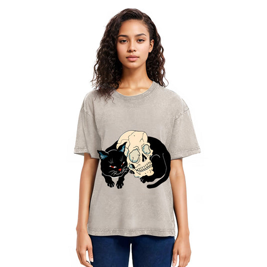 Tokyosol Neko Skull Washed T-Shirt