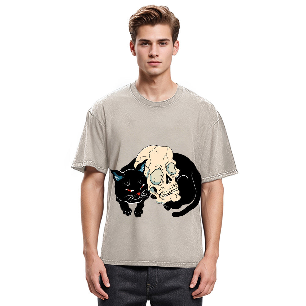 Tokyosol Neko Skull Washed T-Shirt