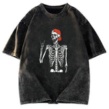 Tokyosol Halloween Cool Boy Skeleton Washed T-Shirt