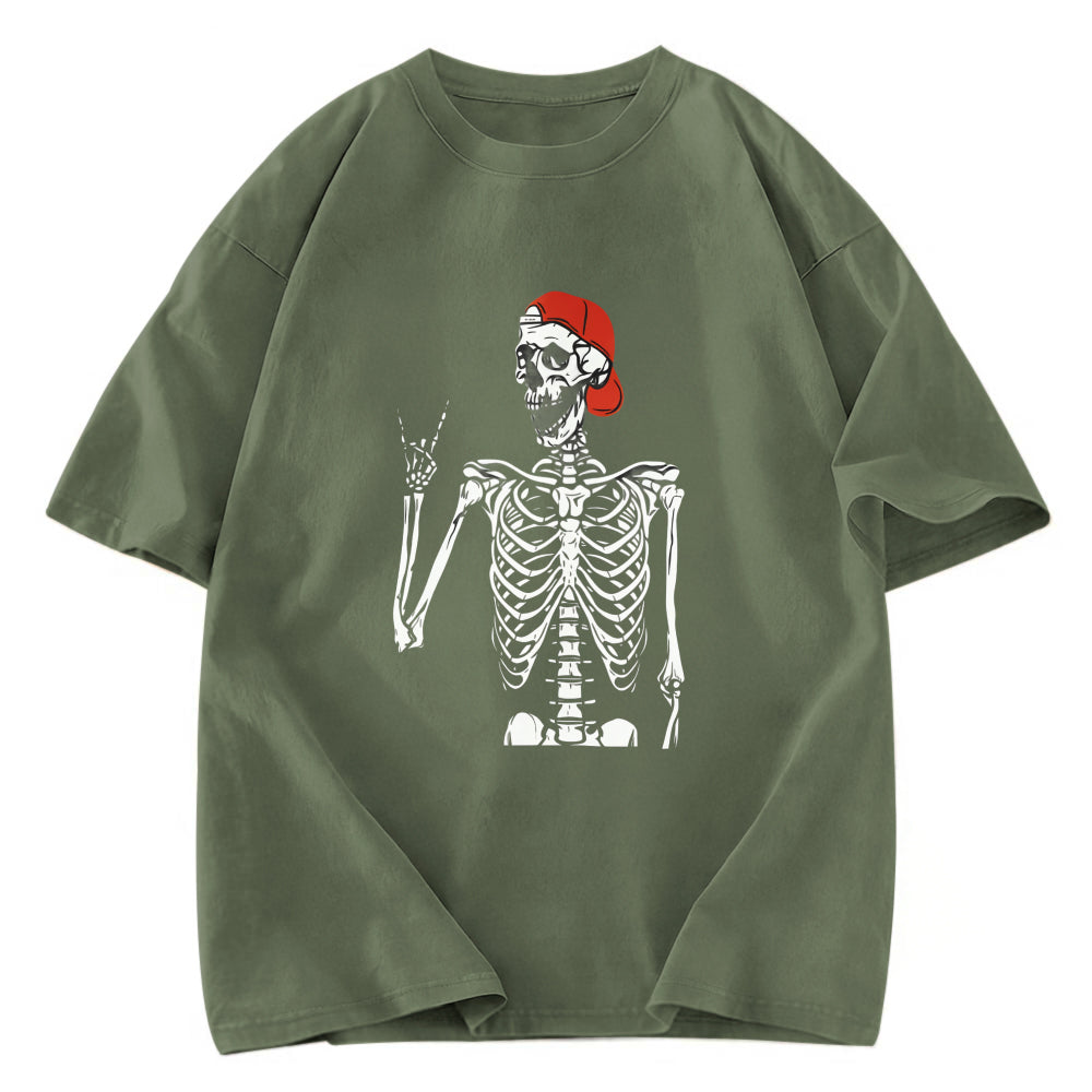 Tokyosol Halloween Cool Boy Skeleton Washed T-Shirt