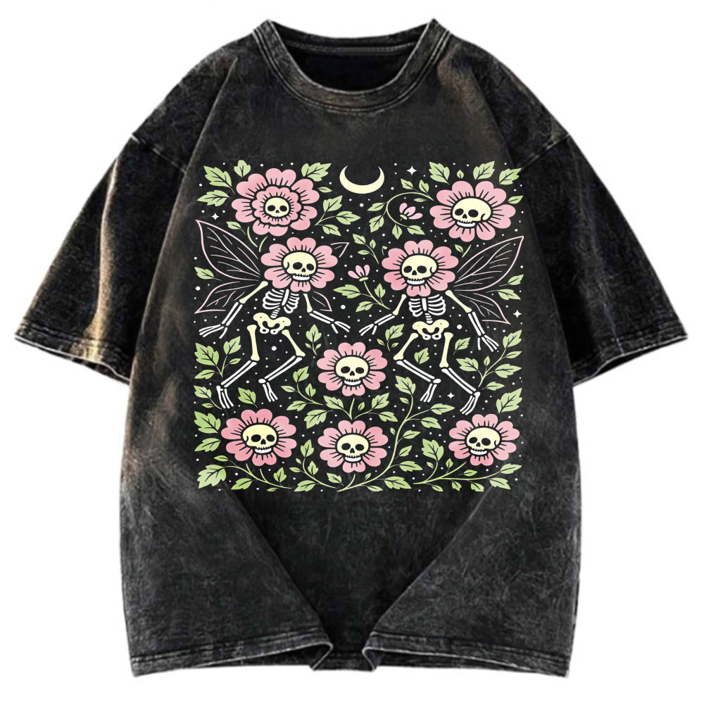 Tokyosol Skeleton Fairy Grunge Washed T-Shirt