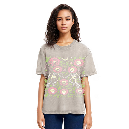 Tokyosol Skeleton Fairy Grunge Washed T-Shirt