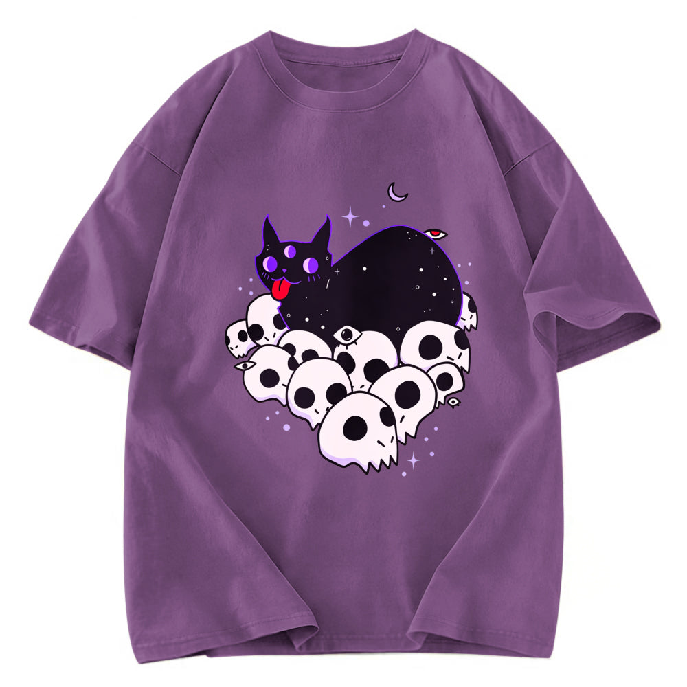 Tokyosol Cute Goth Cat Washed T-Shirt