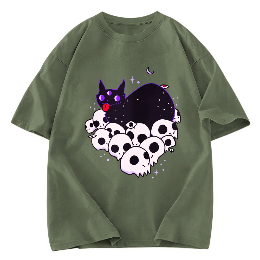 Tokyosol Cute Goth Cat Washed T-Shirt