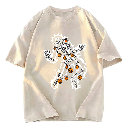 Tokyosol Electrocuted Skeleton Halloween Washed T-Shirt