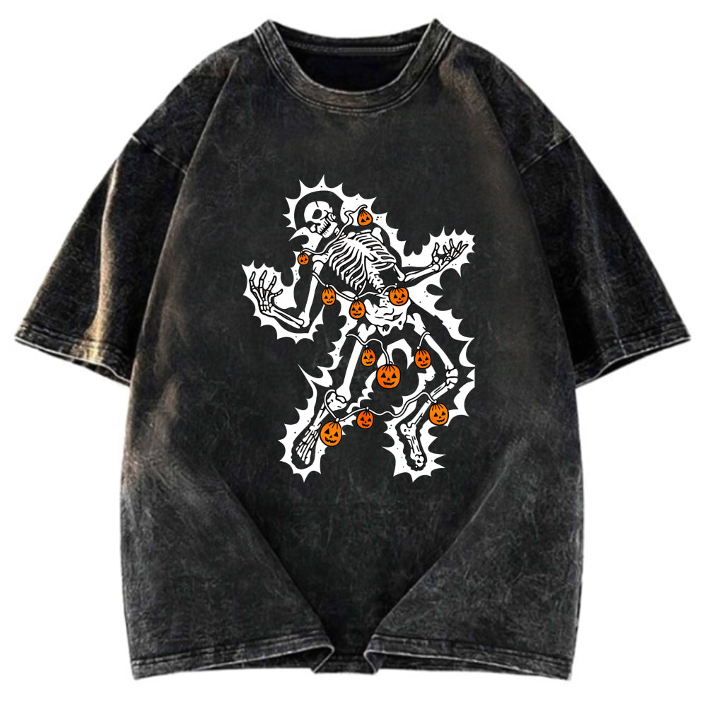 Tokyosol Electrocuted Skeleton Halloween Washed T-Shirt