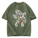 Tokyosol Electrocuted Skeleton Halloween Washed T-Shirt