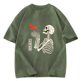 Tokyosol Flying Paper Cranes Japanese Skeleton Washed T-Shirt