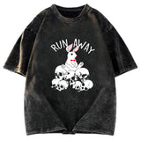 Tokyosol Run Away Bloody Bunny Skeleton Washed T-Shirt