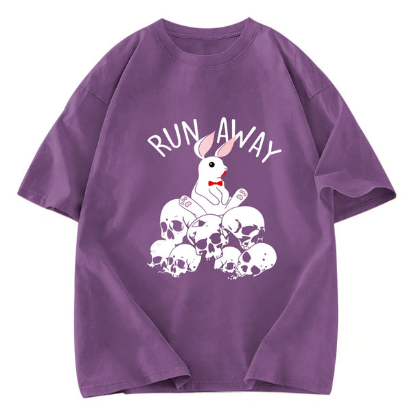 Tokyosol Run Away Bloody Bunny Skeleton Washed T-Shirt