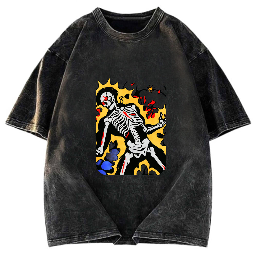 Tokyosol Skeleton Struck By Lightning Washed T-Shirt