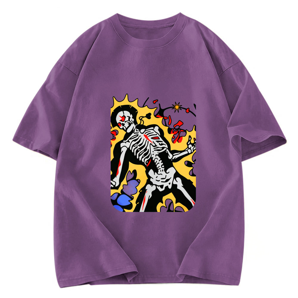 Tokyosol Skeleton Struck By Lightning Washed T-Shirt