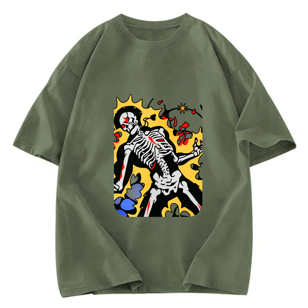 Tokyosol Skeleton Struck By Lightning Washed T-Shirt