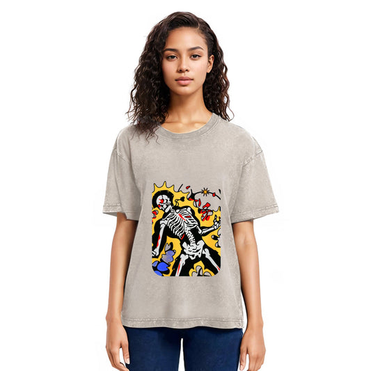 Tokyosol Skeleton Struck By Lightning Washed T-Shirt