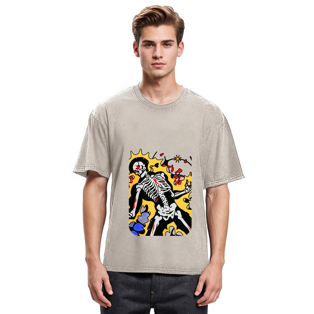 Tokyosol Skeleton Struck By Lightning Washed T-Shirt