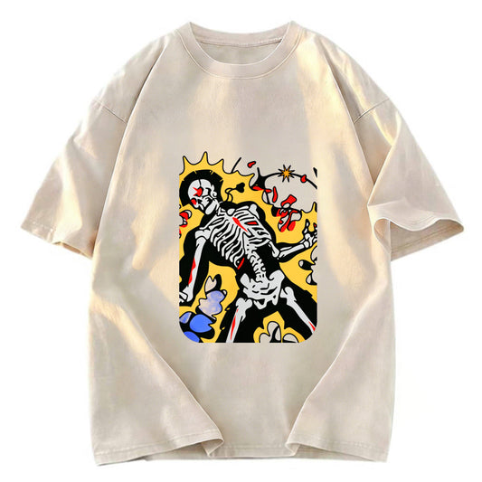 Tokyosol Skeleton Struck By Lightning Washed T-Shirt