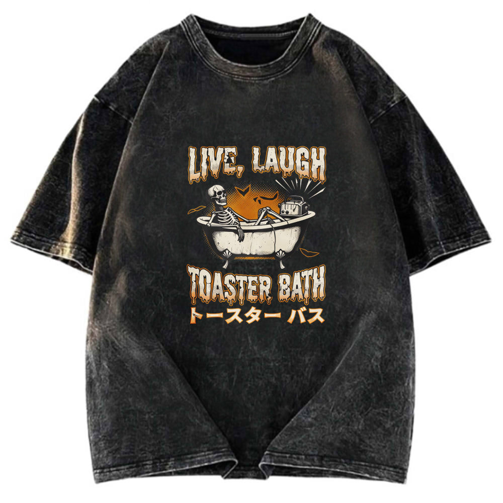 Tokyosol Skeleton Taking A Bath Washed T-Shirt