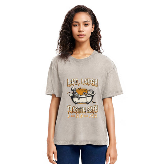 Tokyosol Skeleton Taking A Bath Washed T-Shirt