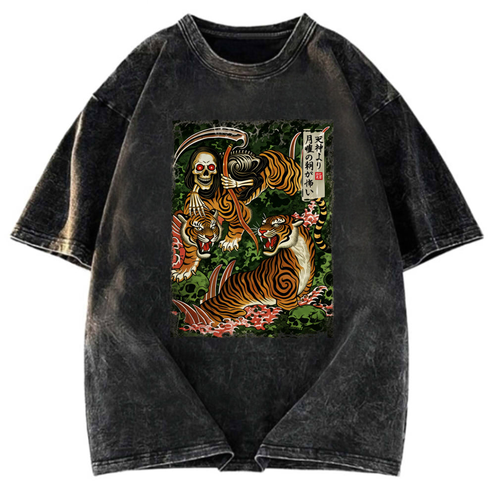 Tokyosol Death God And Tiger Washed T-Shirt
