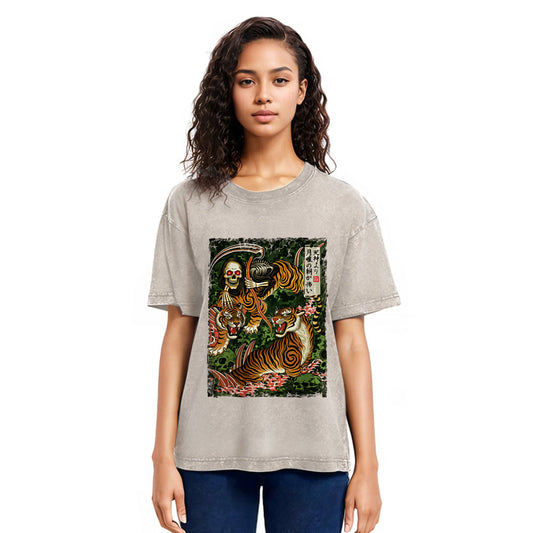 Tokyosol Death God And Tiger Washed T-Shirt